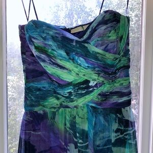 Watercolor Strapless Prom Dress